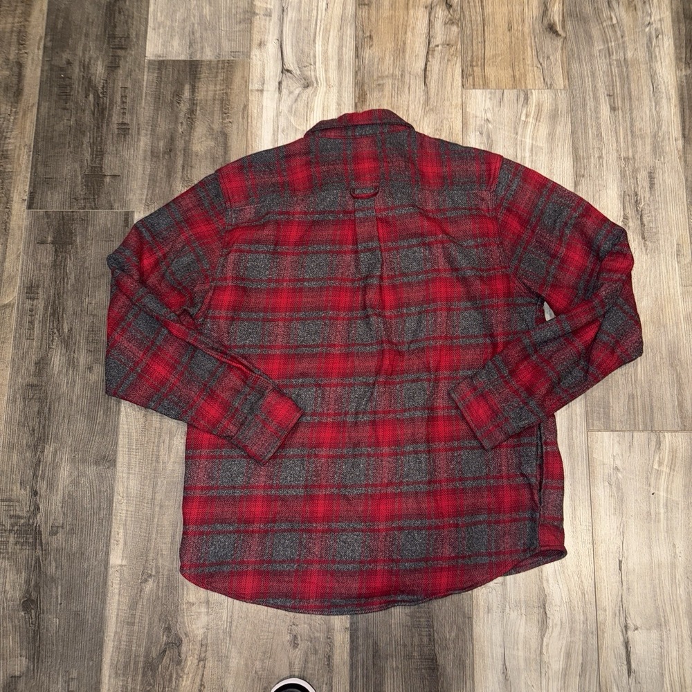 Orvis Shirt Mens XL Red Flannel‎ Buffalo Plaid Shacket Western Flap Pockets - Picture 2 of 8